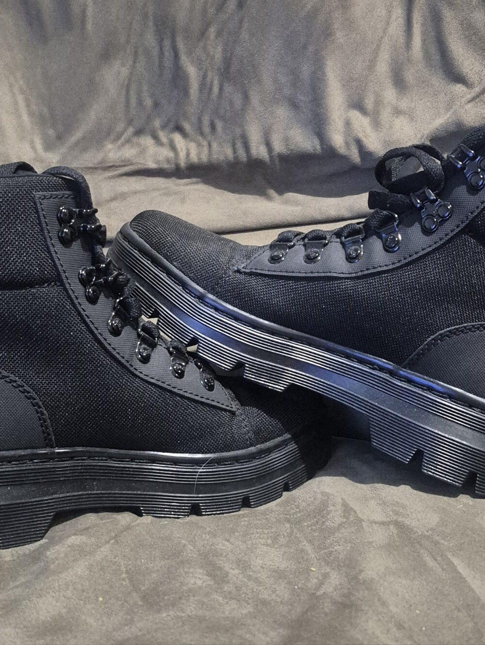 Dr. Martens Combs W Black Canvas Lace Up Combat Boots Women's US 6 EU 37 - Picture 5 of 8